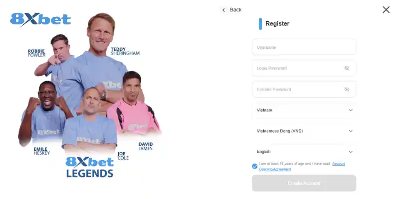 Chi tiết cách đăng ký vào nhà cái 8XBET